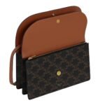 CELINE WALLET ON STRAP IN TRIOMPHE CANVAS AND SMOOTH LAMBSKIN