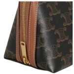 CELINE CLUTCH WITH CHAIN IN TRIOMPHE CANVAS AND LAMBSKIN TAN