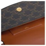 CELINE CLUTCH ON STRAP TABOU IN TRIOMPHE CANVAS AND CALFSKIN TAN