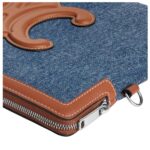 CELINE SMALL POUCH WITH STRAP IN DENIM AND CALFSKIN