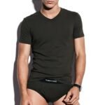 TOM FORD COTTON V NECK T SHIRT MILITARY GREEN