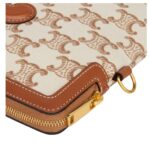 CELINE SMALL POUCH WITH STRAP IN TEXTILE WITH TRIOMPHE PRINT AND CALFSKIN