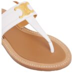 CELINE LYMPIA TRIOMPHE THONG IN CALFSKIN WHITE