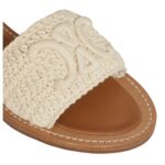 CELINE LYMPIA SANDAL IN TRIOMPHE MACCRAMÉ COTTON AND CALFSKIN ECRU-TAN