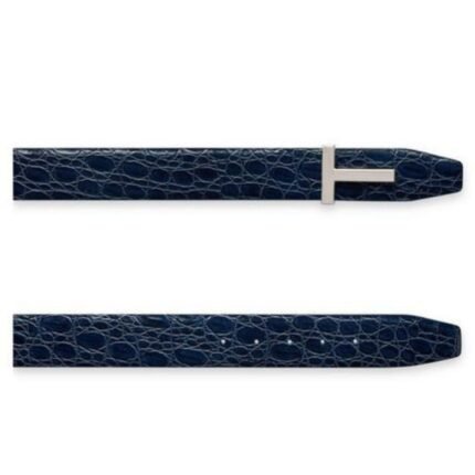 TOM FORD CROCODILE T ICON BELT DARK NAVY