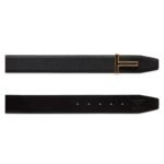 TOM FORD GRAIN LEATHER INSERT BUCKLE T BELT BLACK