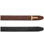 TOM FORD GRAIN LEATHER T ICON BELT BROWN