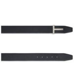 TOM FORD GRAIN LEATHER T ICON BELT DARK NAVY