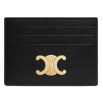 CELINE CARD HOLDER TRIOMPHE IN SHINY CALFSKIN BLACK