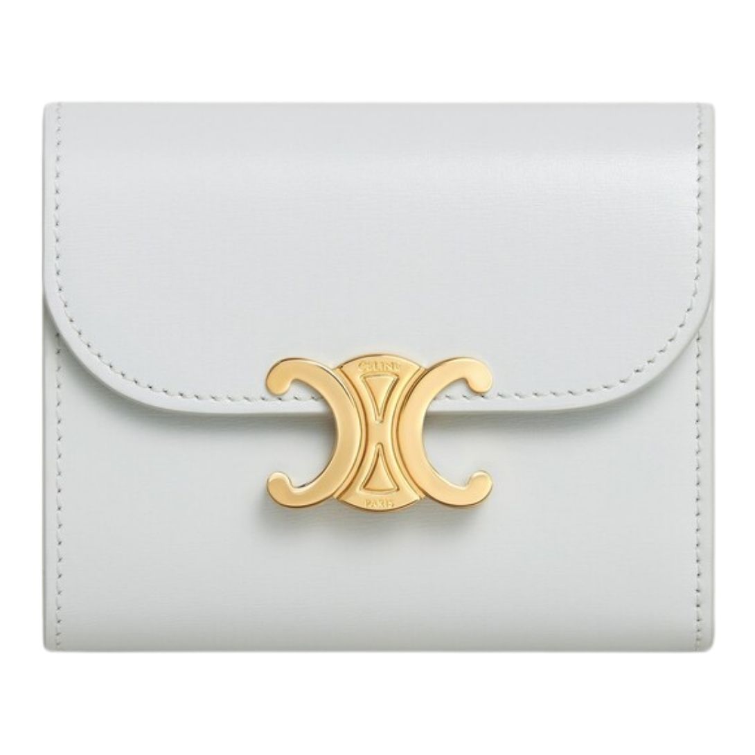 41 CELINE SMALL FLAP WALLET TRIOMPHE IN SHINY CALFSKIN MOON