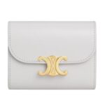 CELINE SMALL FLAP WALLET TRIOMPHE IN SHINY CALFSKIN SPRING YELLOW