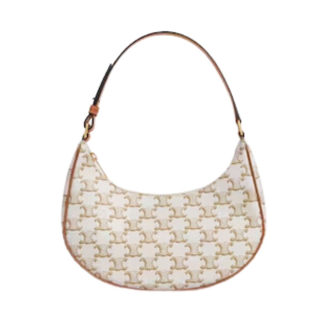 5 CELINE AVA BAG IN TRIOMPHE CANVAS AND CALFSKIN WHITE