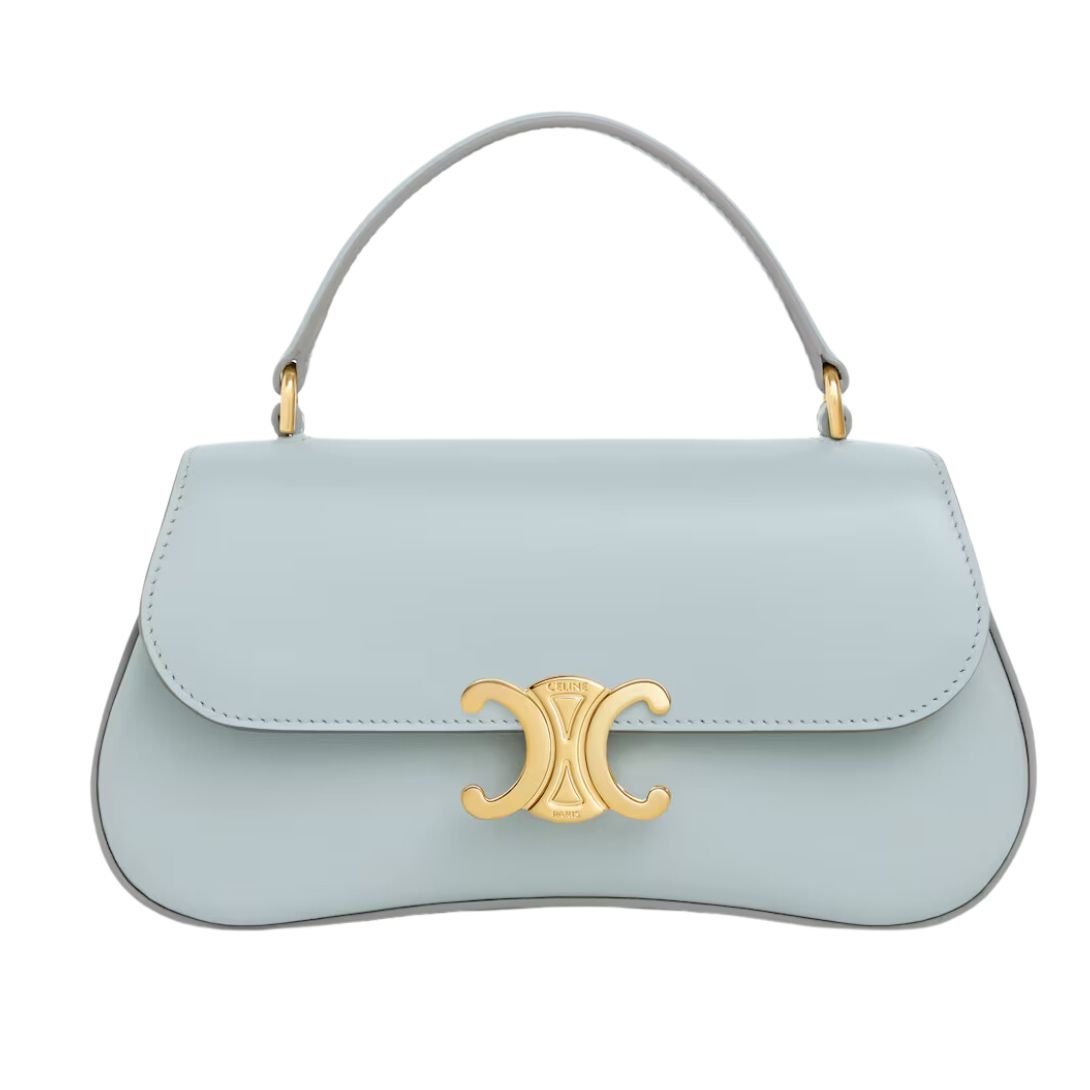 5 CELINE TEEN CELINE LOLA IN SHINY CALFSKIN ICE BLUE