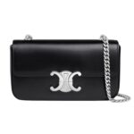 CELINE CHAIN SHOULDER BAG CLAUDE IN SHINY CALFSKIN LIGHT YELLOW