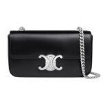 CELINE CHAIN SHOULDER BAG CLAUDE IN SHINY CALFSKIN BLACK