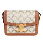 CELINE TEEN TRIOMPHE BAG IN TRIOMPHE CANVAS AND CALFSKIN TAN