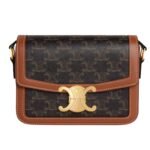 CELINE TEEN TRIOMPHE BAG IN CANVAS AND CALFSKIN WHITE