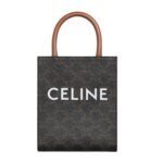 CELINE MINI VERTICAL CABAS IN TRIOMPHE CANVAS WITH CELINE PRINT WHITE