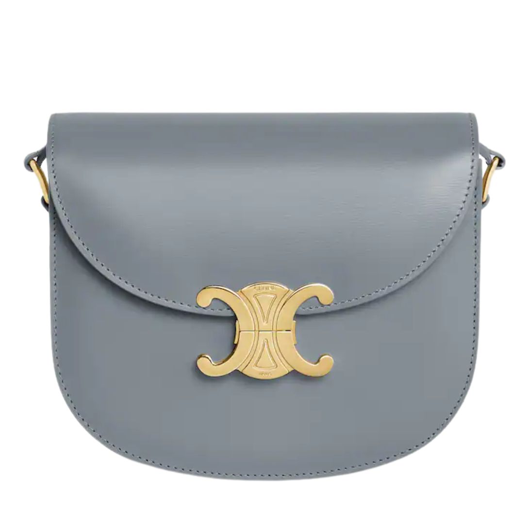 5 CELINE BESACE CLEA IN SHINY CALFSKIN BLUE GREY