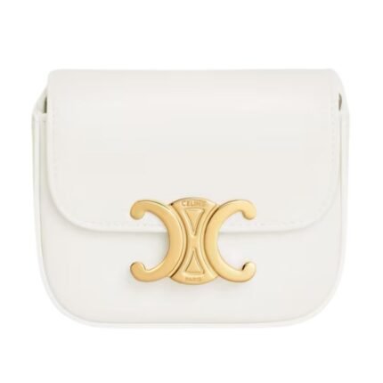 CELINE MINI CLAUDE IN SHINY CALFSKIN WHITE