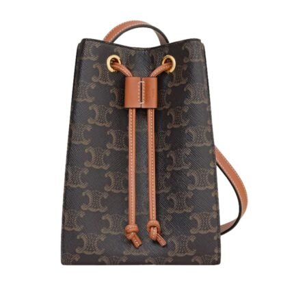 CELINE MICRO SAILOR IN TRIOMPHE CANVAS AND CALFSKIN TAN