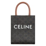 CELINE MINI VERTICAL CABAS IN TRIOMPHE CANVAS WITH PRINT WHITE