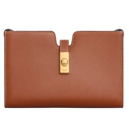 CELINE 16 STRAP POCHETTE IN SUPPLE GRAINED CALFSKIN TAN