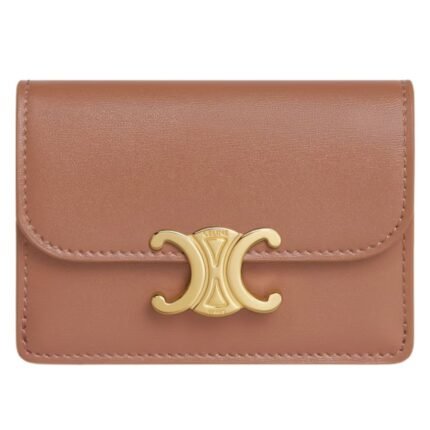 CELINE CARD HOLDER WITH FLAP TRIOMPHE IN SHINY CALFSKIN PEBBLE