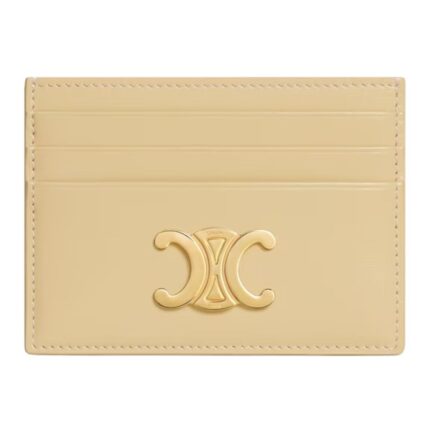 CELINE CARD HOLDER TRIOMPHE IN SHINY CALFSKIN SPRING YELLOW
