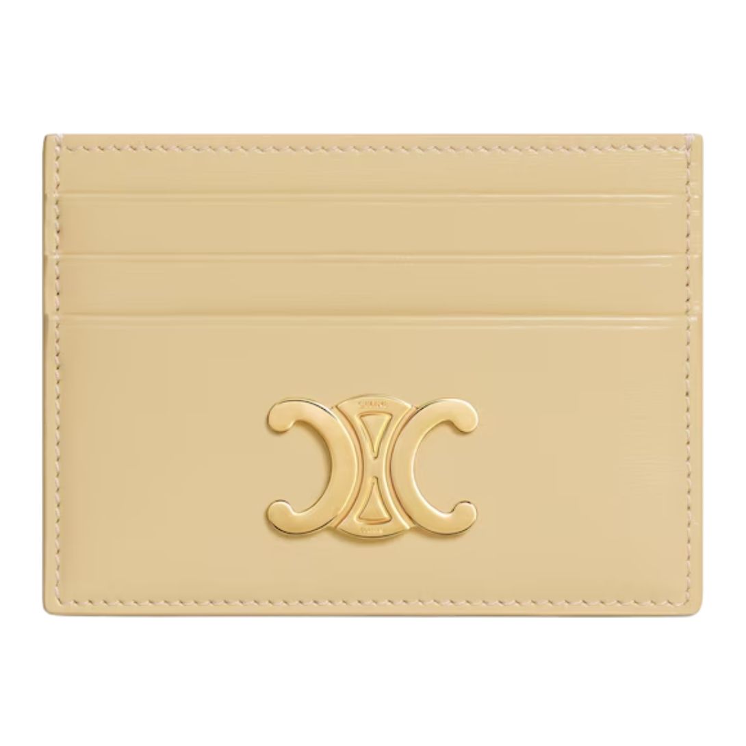 5 CELINE CARD HOLDER TRIOMPHE IN SHINY CALFSKIN SPRING YELLOW