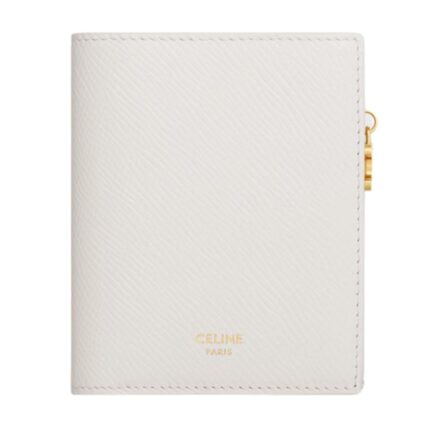 CELINE COMPACT WALLET TRIOMPHE CHARMS IN GRAINED CALFSKIN BLACK
