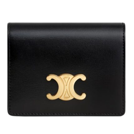 CELINE TRIOMPHE BUSINESS CARD HOLDER IN SHINY CALFSKIN BLACK