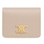 CELINE TRIOMPHE COMPACT WALLET IN SHINY CALFSKIN BLACK
