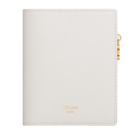 CELINE COMPACT WALLET TRIOMPHE CHARMS IN GRAINED CALFSKIN BLACK