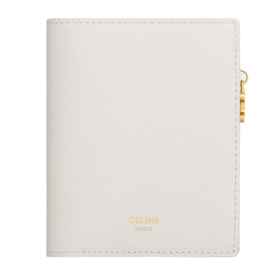 5 CELINE COMPACT WALLET TRIOMPHE CHARMS IN GRAINED CALFSKIN RICE