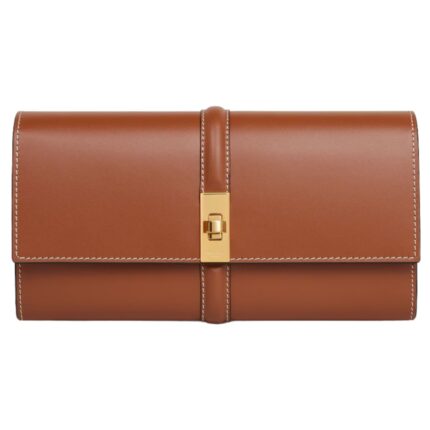 CELINE LARGE WALLET 16 IN SATINATED CALFSKIN TAN