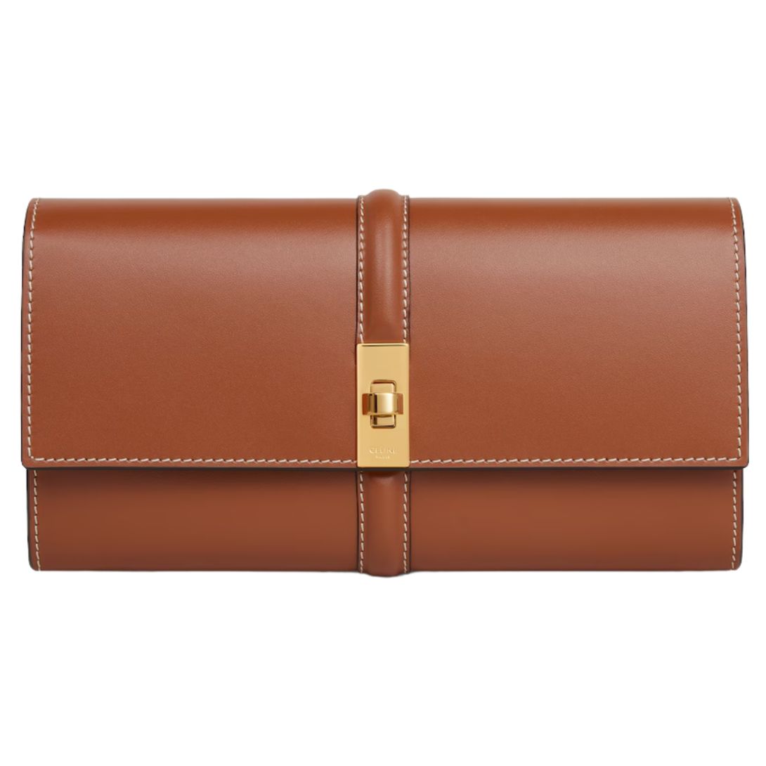 5 CELINE LARGE WALLET 16 IN SATINATED CALFSKIN TAN