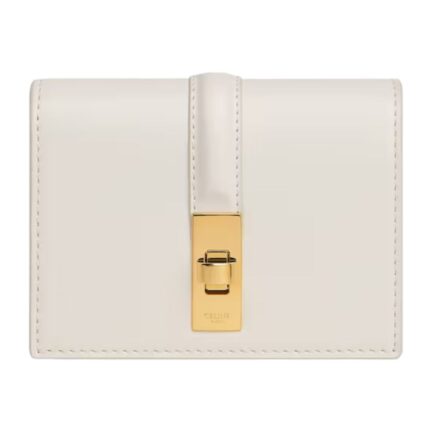 CELINE CARD HOLDER WITH FLAP 16 IN SATINATED CALFSKIN WHITE COTTON