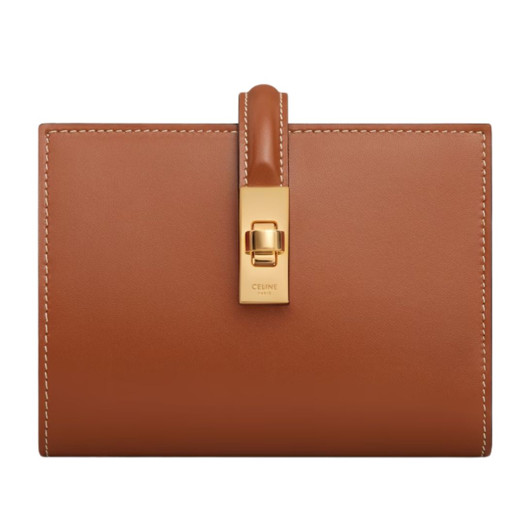 5 CELINE WALLET WITH COIN PURSE 16 IN SATINATED CALFSKIN TAN