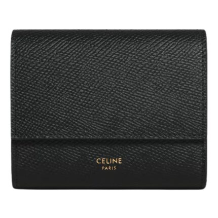 CELINE SMALL TRIFOLD WALLET IN GRAINED CALFSKIN BLACK