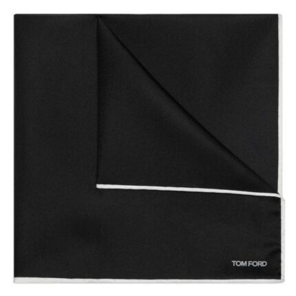 TOM FORD SATIN POCKET SQUARE BLACK