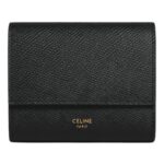 CELINE SMALL TRIFOLD WALLET IN GRAINED CALFSKIN BLACK