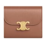 CELINE SMALL FLAP WALLET TRIOMPHE IN SHINY CALFSKIN SPRING YELLOW
