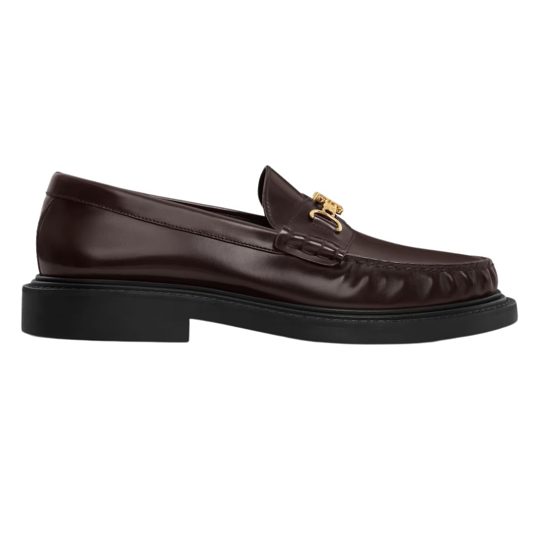 5 CELINE UNIVERSITÉ TRIOMPHE CHAIN LOAFFER IN POLISHED BULL DARK BROWN