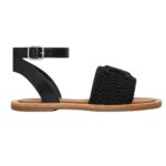 CELINE LYMPIA SANDAL IN TRIOMPHE MACCRAMÉ COTTON AND CALFSKIN BLACK