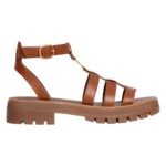 CELINE CLEA TRIOMPHE GLADIATOR SANDAL IN CALFSKIN VEGETAL TANNING DARK BROWN