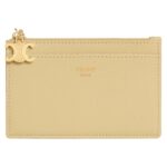CELINE ZIPPED CARD HOLDER TRIOMPHE CHARMS IN SHINY CALFSKIN SPRING YELLOW