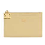 CELINE ZIPPED CARD HOLDER TRIOMPHE CHARMS IN SHINY CALFSKIN BLACK