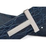 TOM FORD CROCODILE T ICON BELT DARK NAVY