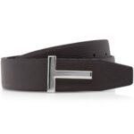 TOM FORD GRAIN LEATHER T ICON BELT DUNE